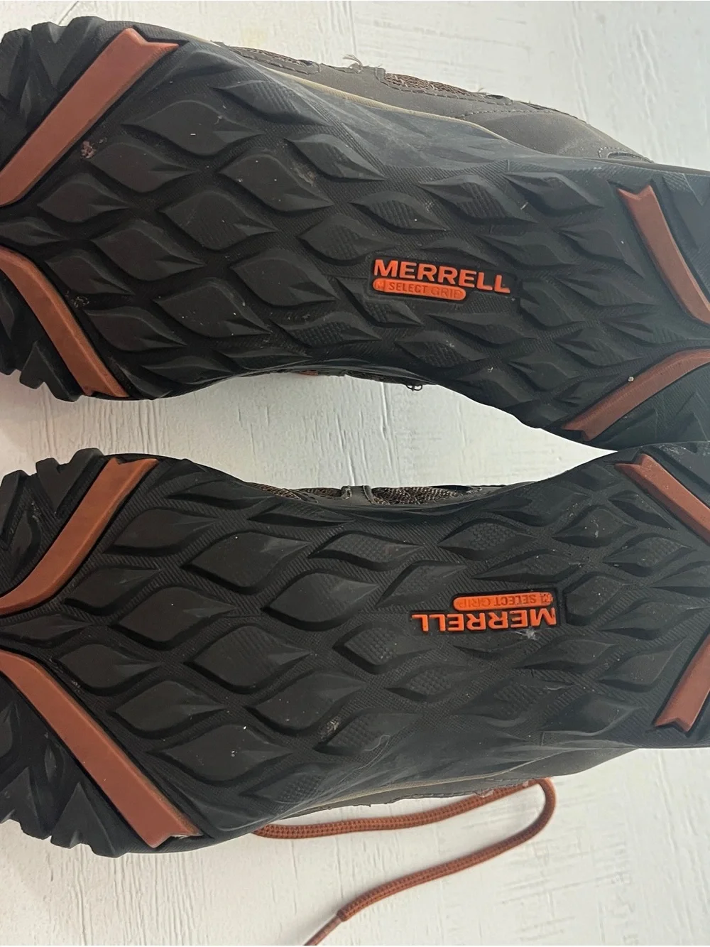 Women’s Merrell Brown Trail Sneakers with Orange Laces